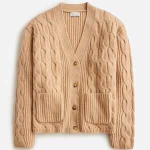 J crew cashmere cable-knit V-neck cardigan sweater so soft